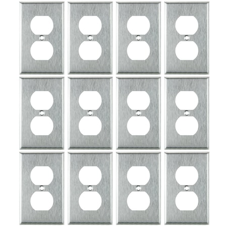 Sunlite Duplex Single Gang switch Cover Plate, Silver, Steel, UL Listed, 12PK 40902-NS